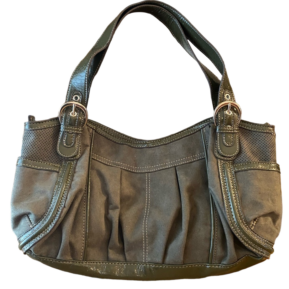 Mondani NY Olive Green Pleated Hobo Shoulder Bag Y2K